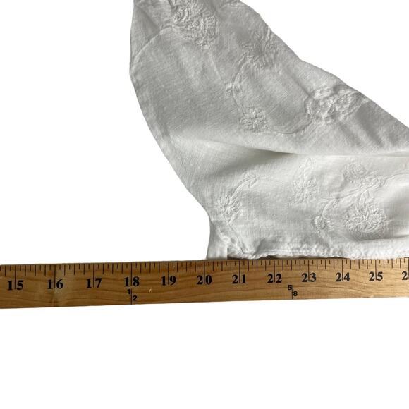 J.Jill Blouse White Modal Blend Blouse Size Large Tall Embroidered Sleeves - Picture 6 of 9